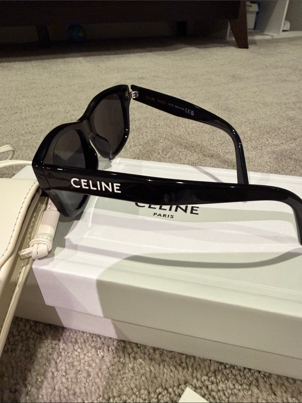 Celine Rectangle-Frame Acetate Sunglasses with White Case - Picture 6 of 7